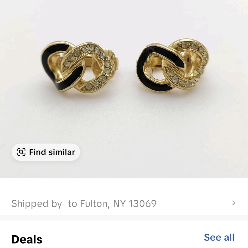 Dior Gold and Black Interlocking Earrings